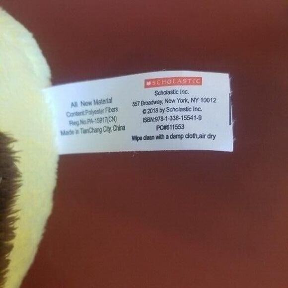 Duck Plush Stuffed Animal 6” Scholastic Inc Yellow with Orange Feet Brown Wings - Picture 5 of 11